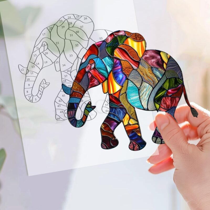 Digital Download ELEPHANT-V01,Stained Glass Pattern,Modern Suncatcher,Diy Stained Glass,Easy art Hobby License Beginner to Intermediate - Image 2