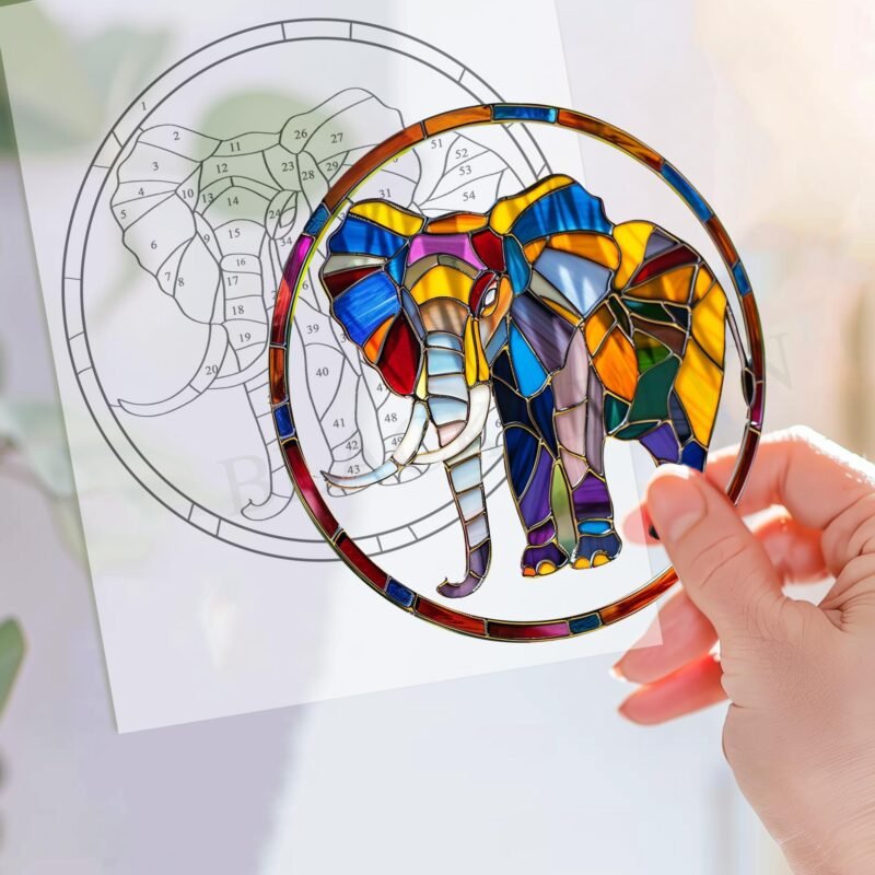 Digital Download ELEPHANT-V02,Stained Glass Pattern,Modern Suncatcher,Diy Stained Glass,Easy art Hobby License Beginner to Intermediate - Image 3