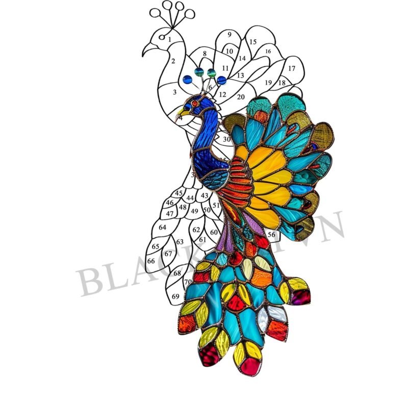 Digital Download  Peacock V01 ,Stained Glass Pattern,Modern Suncatcher,Diy Stained Glass,Easy art Hobby License Beginner to Intermediate - Image 3