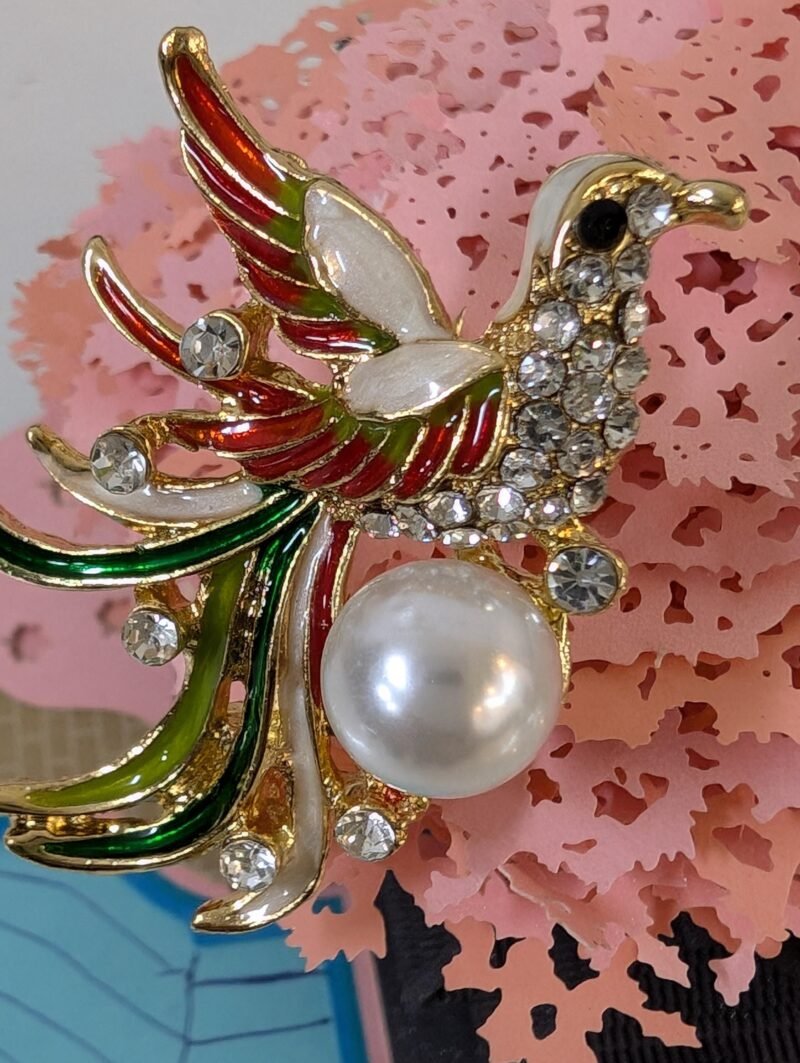 Brooch 02 Luxury Phoenix Brooch with Faux Pearl Sophisticated Fashion Pin - Image 2