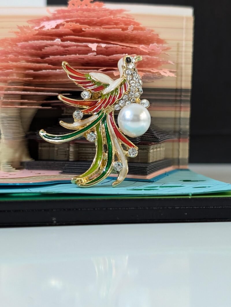 Brooch 02 Luxury Phoenix Brooch with Faux Pearl Sophisticated Fashion Pin