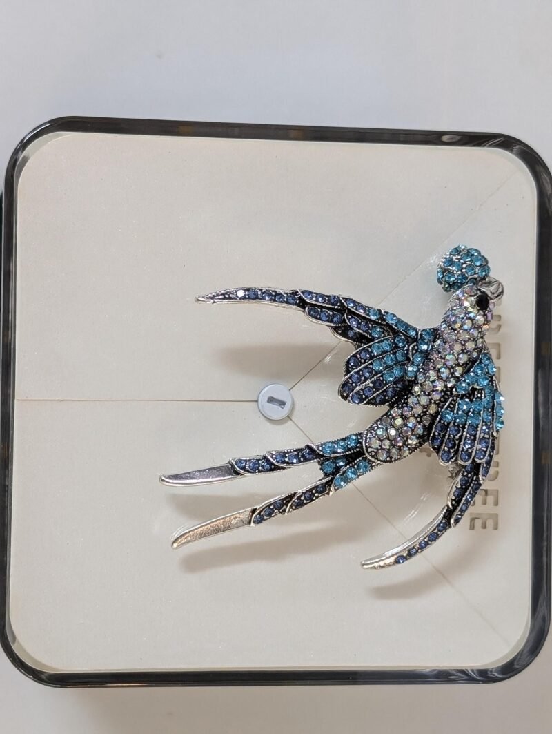 Brooch 03 Elegant Swallow Bird Brooch with Sparkling Faux Diamonds - Image 4
