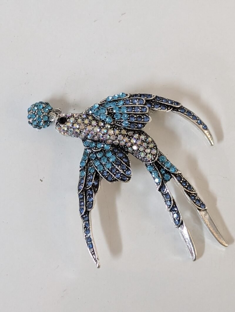 Brooch 03 Elegant Swallow Bird Brooch with Sparkling Faux Diamonds - Image 6
