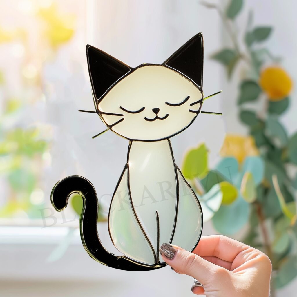 Digital Download Cat ghost T06, Stained Glass Pattern Modern Suncatcher ...