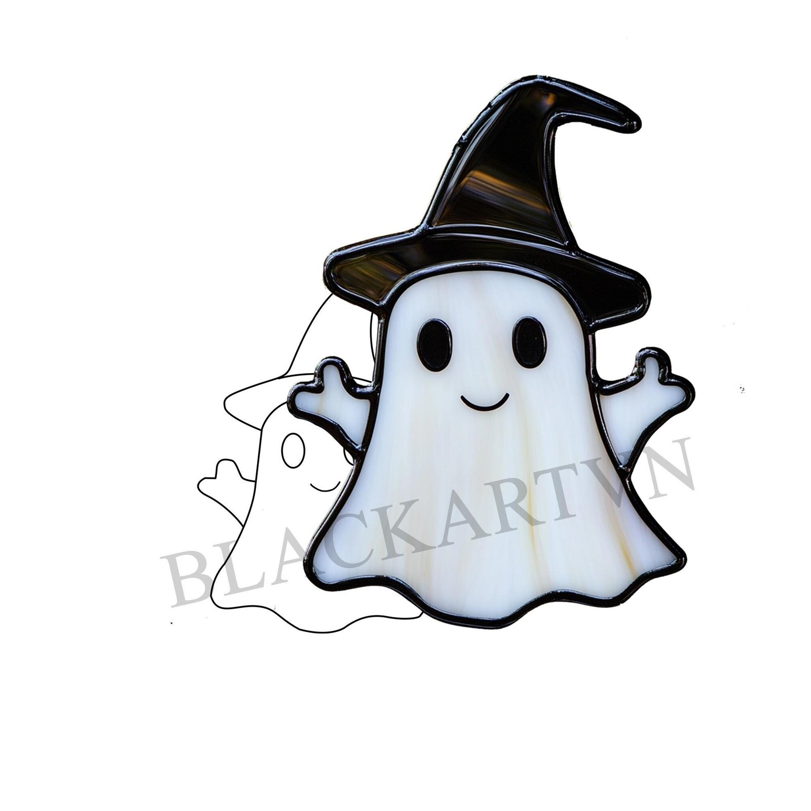 Digital Download two Ghost T01, Stained Glass Pattern Modern Suncatcher Diy Easy art Hobby License Beginner to Intermediate stain glass - Image 4