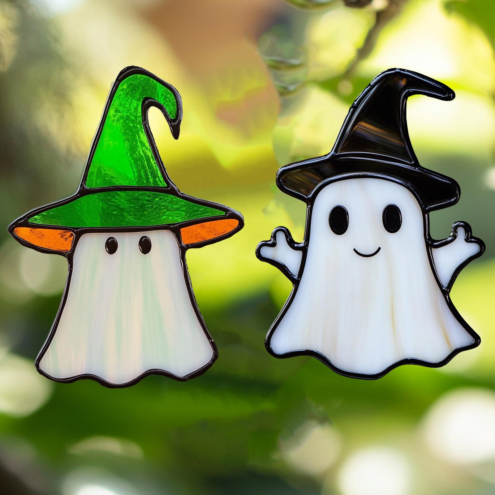 Digital Download two Ghost T01, Stained Glass Pattern Modern Suncatcher Diy Easy art Hobby License Beginner to Intermediate stain glass