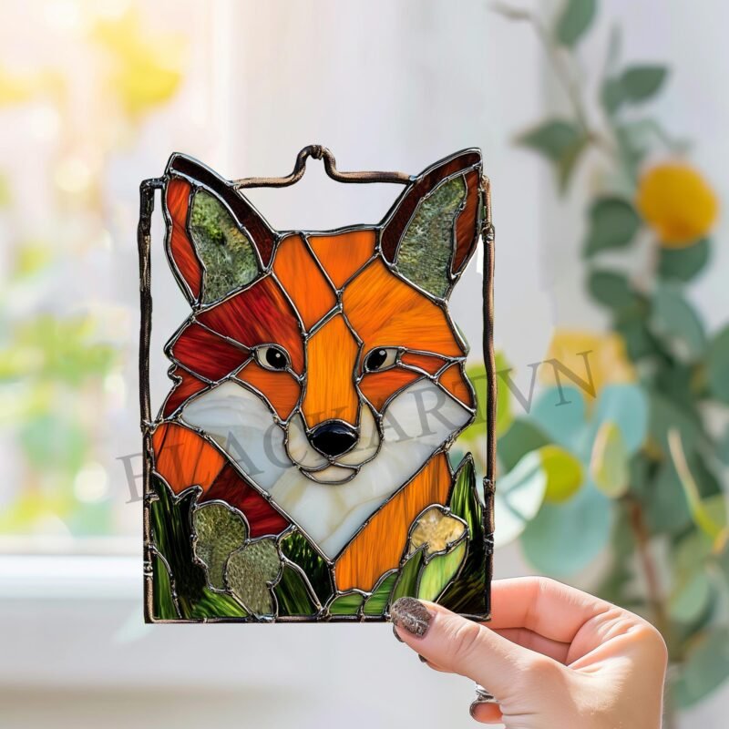 Digital Download Red Fox-D02,Stained Glass Pattern,Modern Suncatcher,Diy Stained Glass,Easy art Hobby License Beginner to Intermediate - Image 2