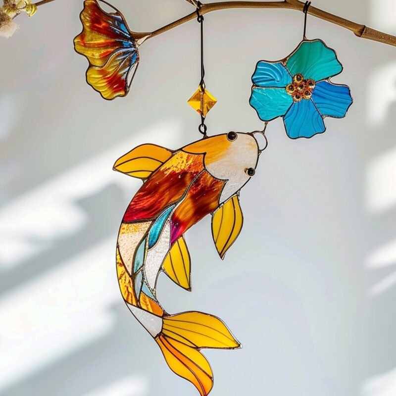 Digital Suncatcher lighthouse Koi V11 Home Decor Window Decor Art High End Living Father's Day