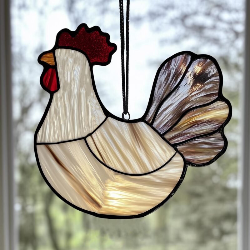 DIGITAL DOWNLOAD pattern  Chicken Hen  T01 Stained Glass Pattern, Modern Suncatcher, Diy Stained Glass,  Beginner