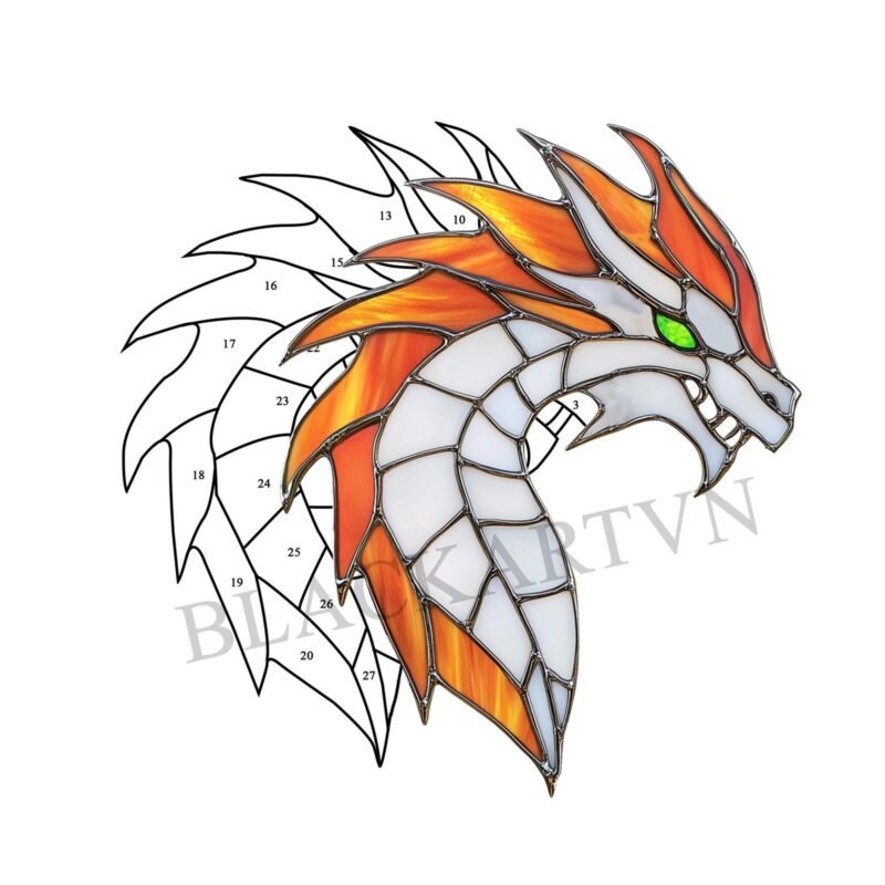 Digital Download Dragon Stained Glass Pattern T01 Stained Glass Pattern, Modern Suncatcher, Diy Stained Glass - Image 4