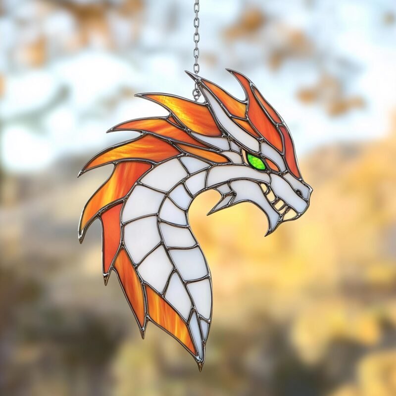 Digital Download Dragon Stained Glass Pattern T01 Stained Glass Pattern, Modern Suncatcher, Diy Stained Glass