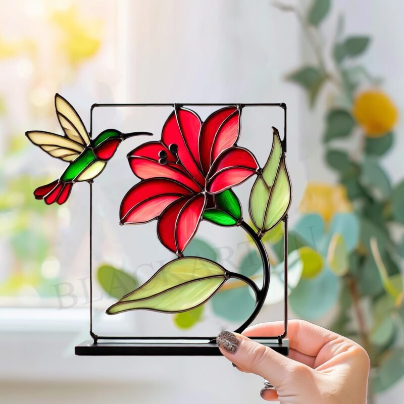 Digital Download Hummingbirds and Flowers  T01 ,Stained Glass Pattern,Modern Suncatcher,Diy Stained Glass