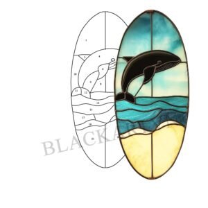 Digital Download Beach Surfboard Stained Glass Art - Whale T01, Modern Suncatcher, Diy Stained Glass,Window Hanging Decor