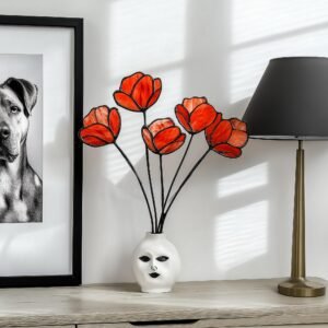 Digital Download Poppy flower T05 Stained Glass Pattern, Modern Suncatcher, Diy Stained Glass