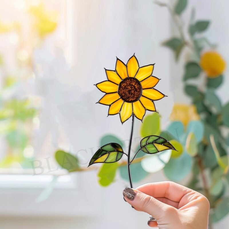 Digital Download sunflower T01 Stained Glass Pattern, Modern Suncatcher, Diy Stained Glass - Image 2