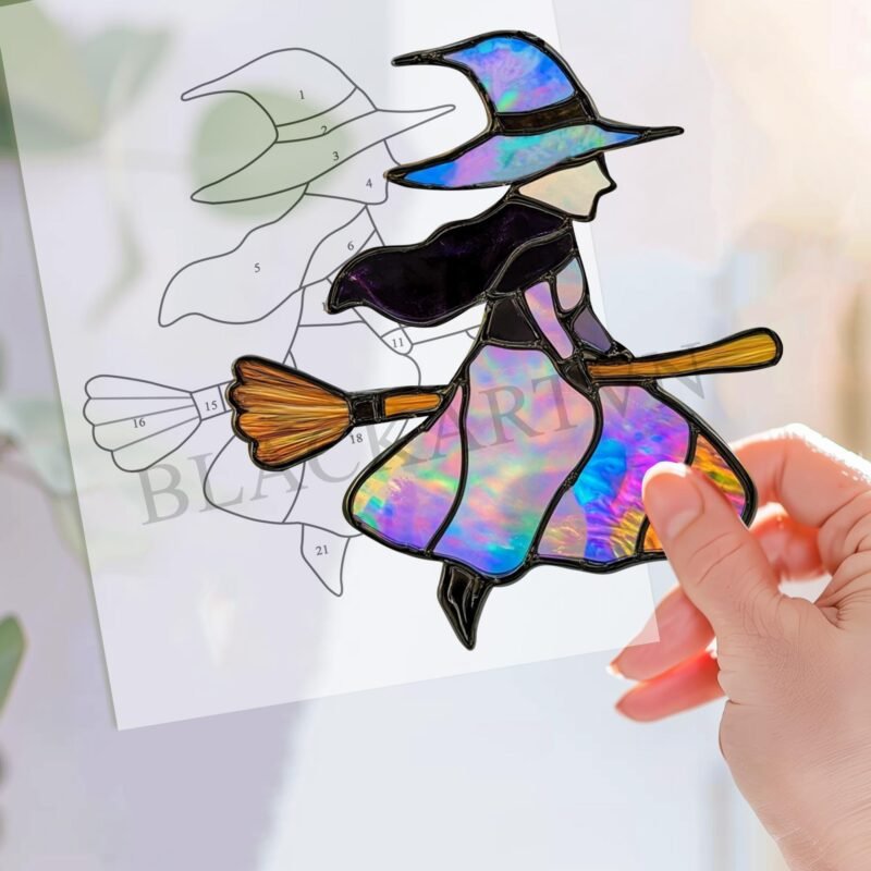 Digital Download Witch on Broom Halloween T01,DIY design,beginner - Image 3
