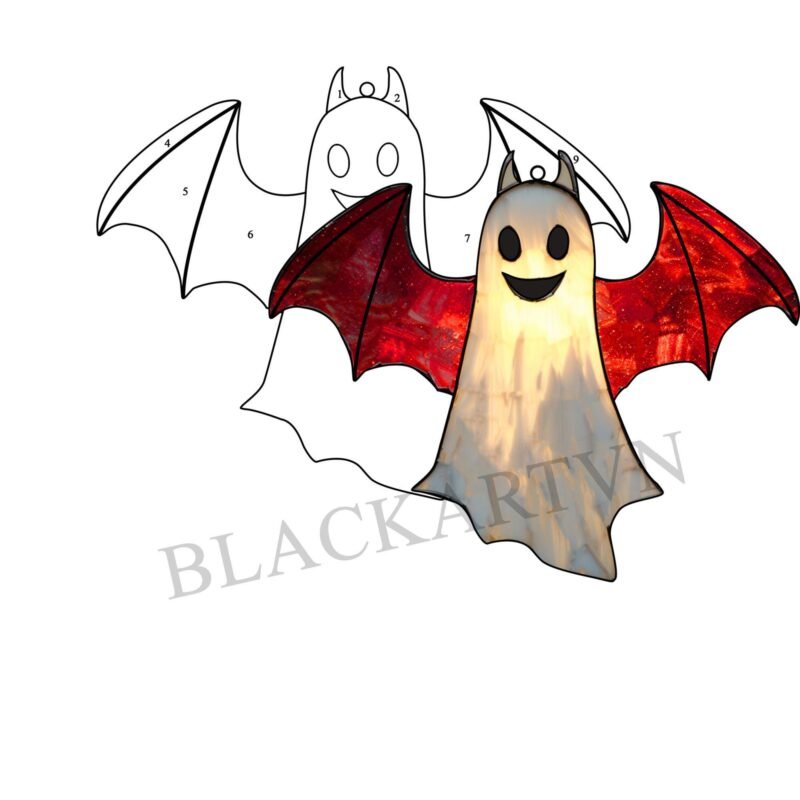 Digital Download two Ghost BAT T05,  Stained Glass Pattern Modern Suncatcher Diy Easy art Hobby License Beginner to Intermediate stain glass - Image 4