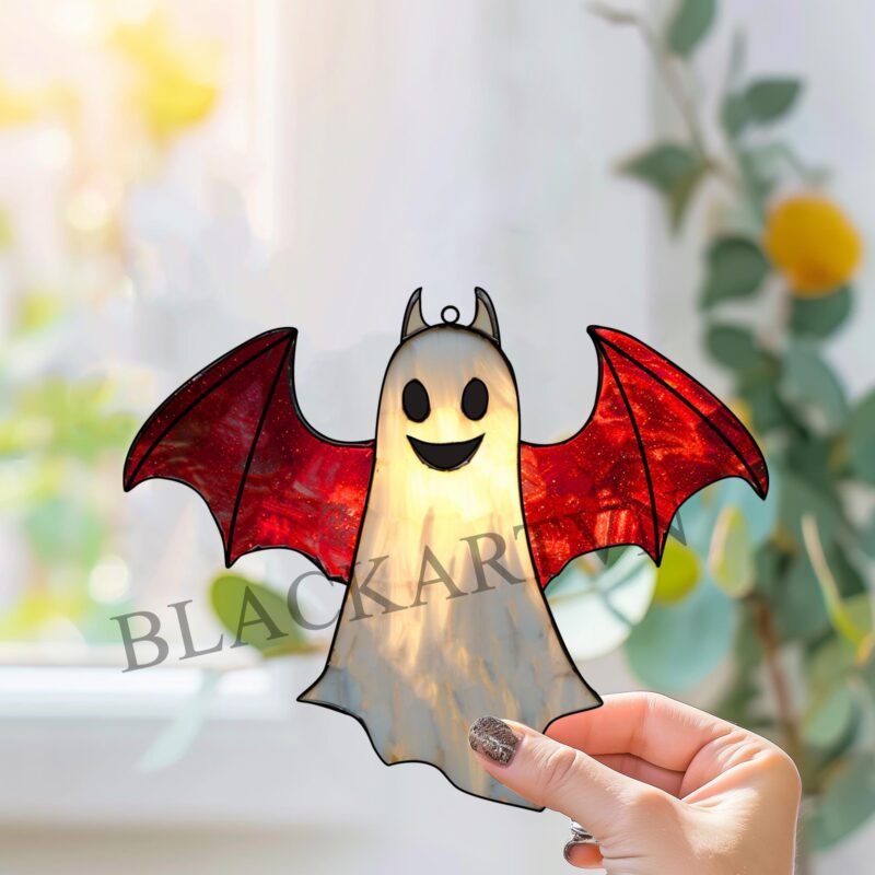 Digital Download two Ghost BAT T05,  Stained Glass Pattern Modern Suncatcher Diy Easy art Hobby License Beginner to Intermediate stain glass - Image 2