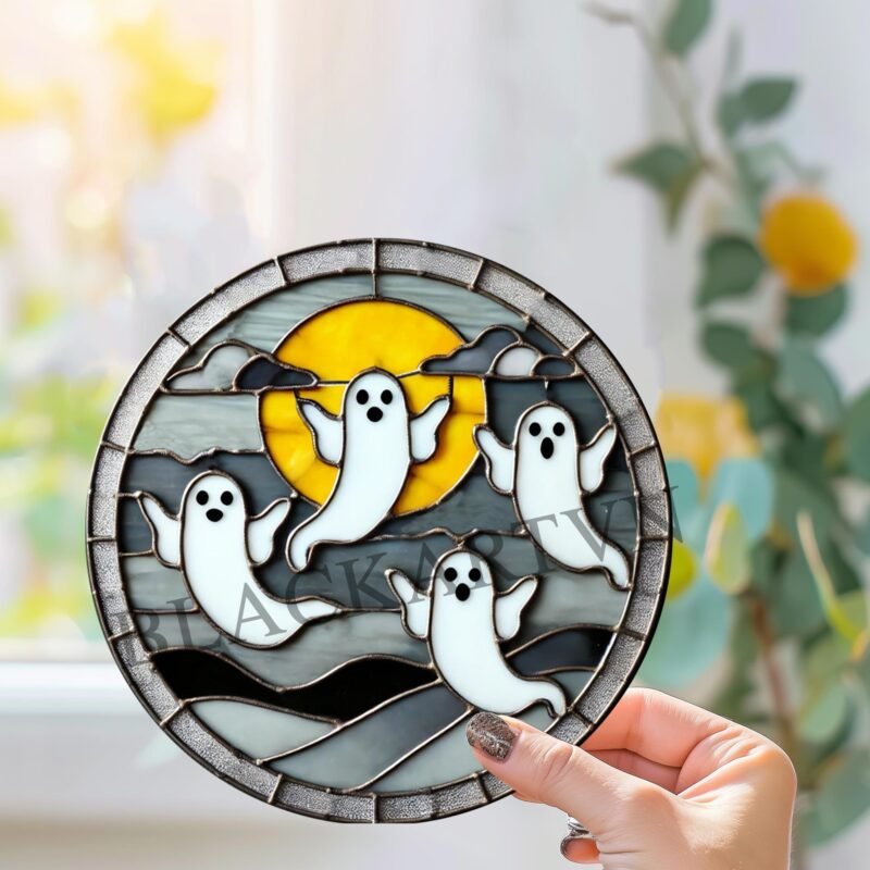 Digital Download Ghost Moon Glass T10,  Stained Glass Pattern Modern - Image 2