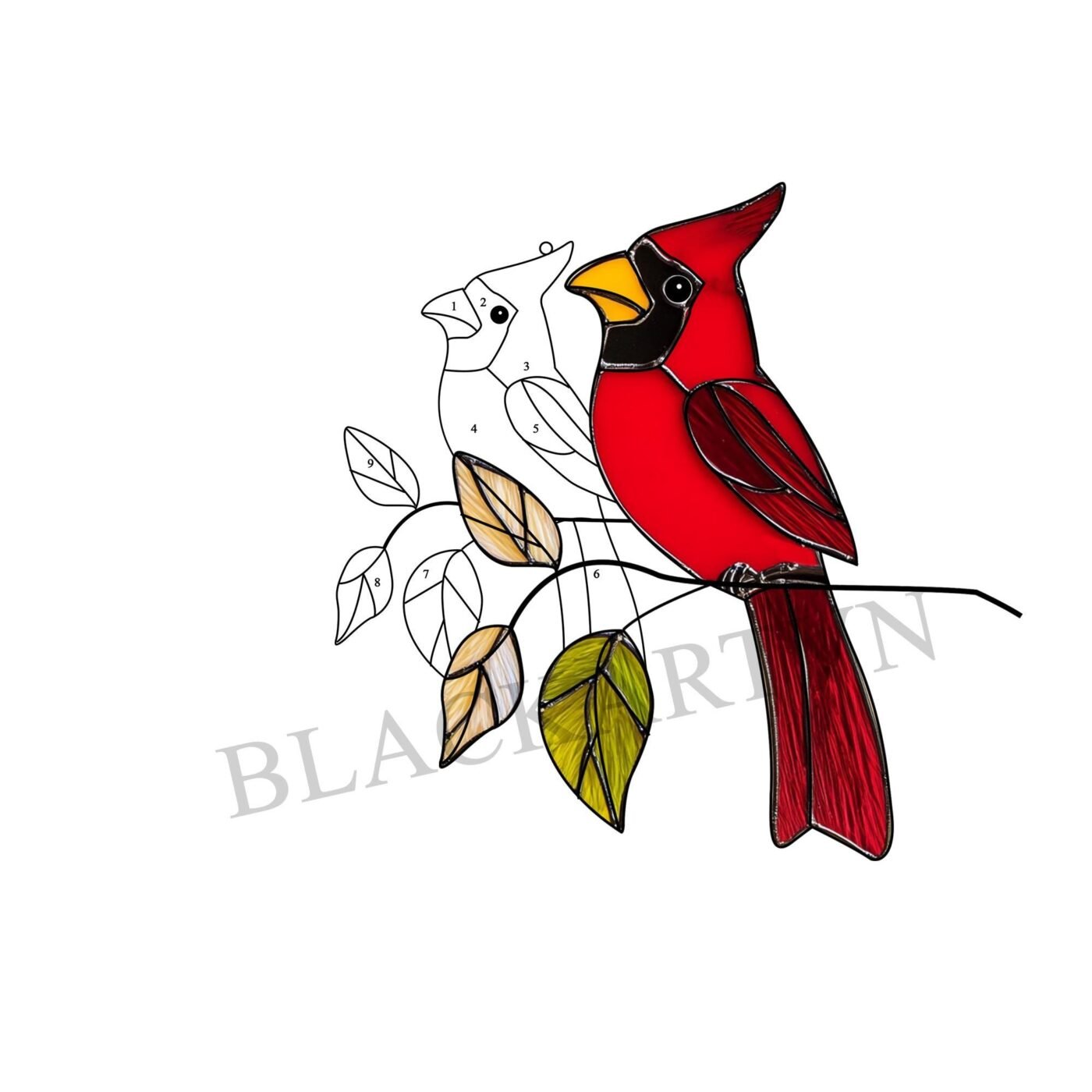 Digital Download Cardinal bird-T05,Stained Glass Pattern,Modern ...