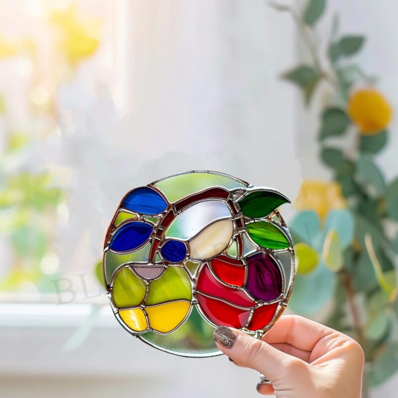 Digital Download Poppy Apple V01 Stained Glass Pattern, Modern Suncatcher, Diy Stained Glass - Image 3