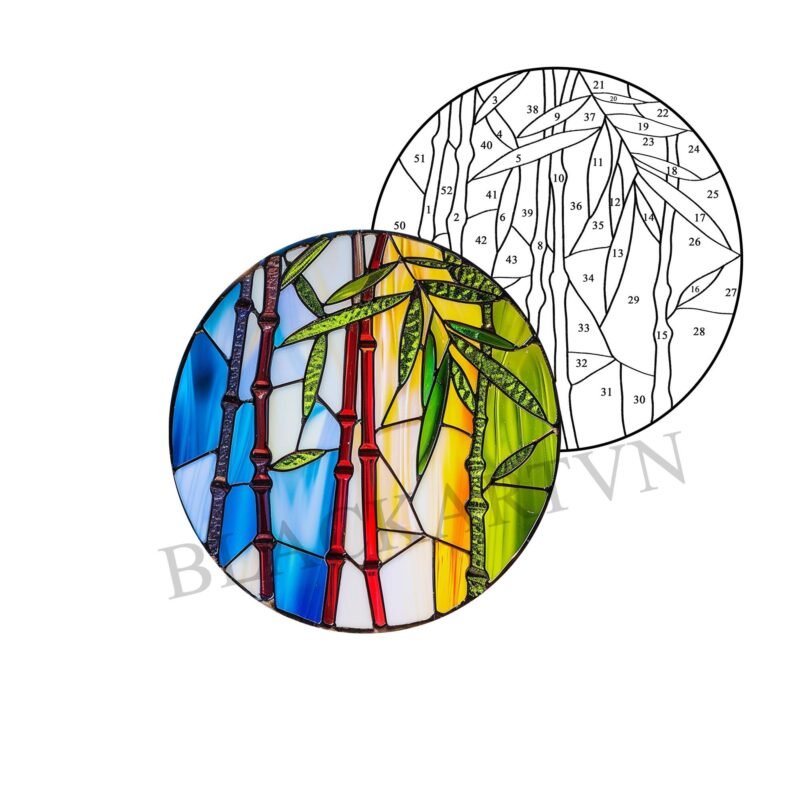 Digital Download Bamboo V1 Stained Glass Pattern, Modern Suncatcher, Diy Stained Glass - Image 4