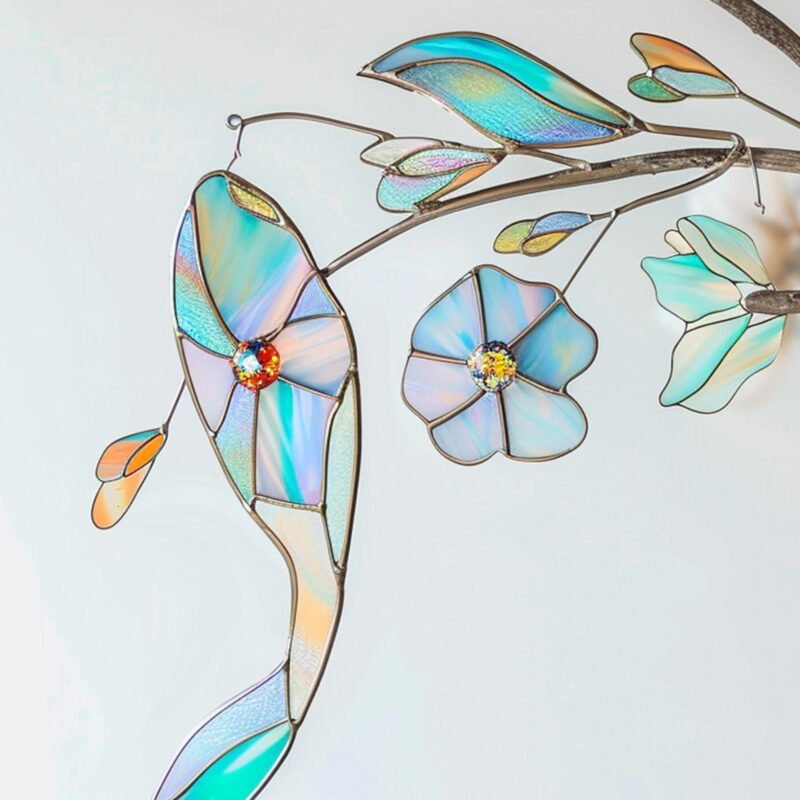 Digital Download Poppy Whale and flower Cucumb V03 Stained Glass Pattern, Modern Suncatcher, Diy Stained Glass - Image 4
