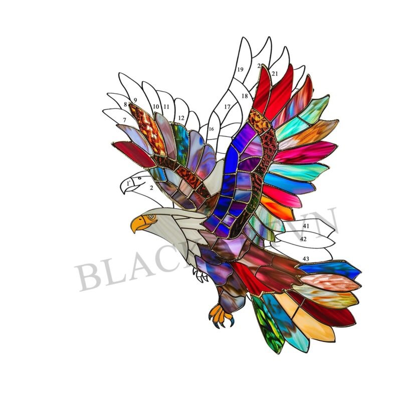 Digital Download  Eagle V02,Stained Glass Pattern,Modern Suncatcher,Diy Stained Glass,Easy art Hobby License Beginner to Intermediate - Image 4