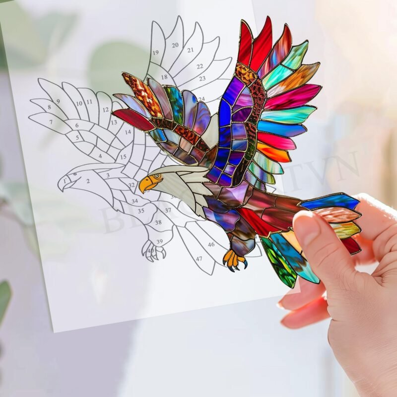 Digital Download  Eagle V02,Stained Glass Pattern,Modern Suncatcher,Diy Stained Glass,Easy art Hobby License Beginner to Intermediate - Image 2