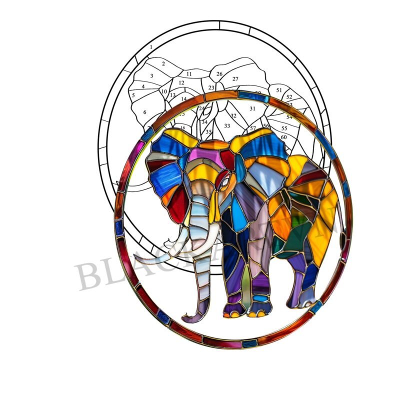 Digital Download ELEPHANT-V02,Stained Glass Pattern,Modern Suncatcher,Diy Stained Glass,Easy art Hobby License Beginner to Intermediate - Image 2