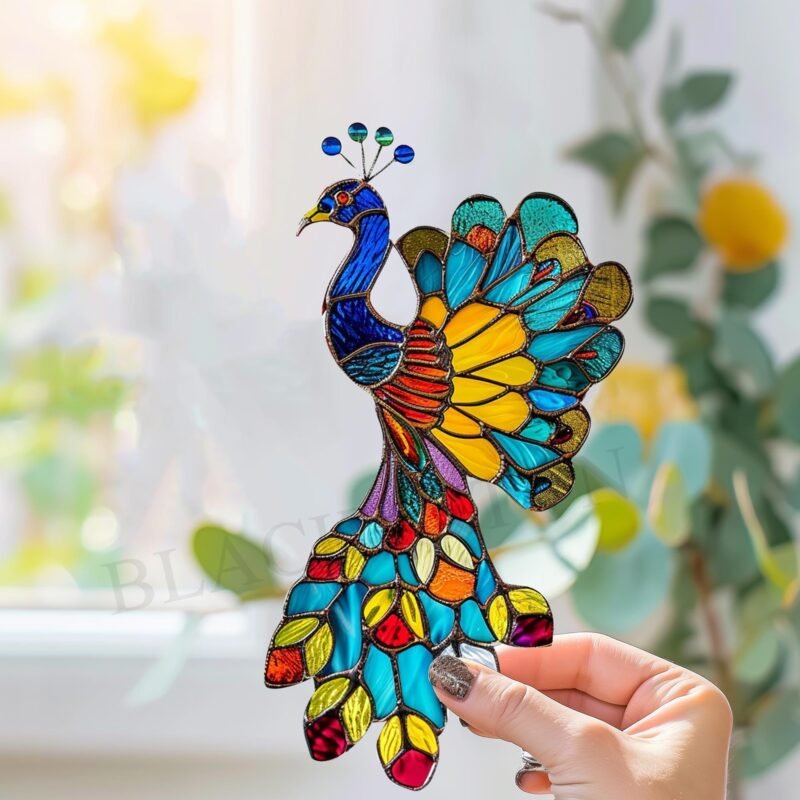 Digital Download  Peacock V01 ,Stained Glass Pattern,Modern Suncatcher,Diy Stained Glass,Easy art Hobby License Beginner to Intermediate - Image 2