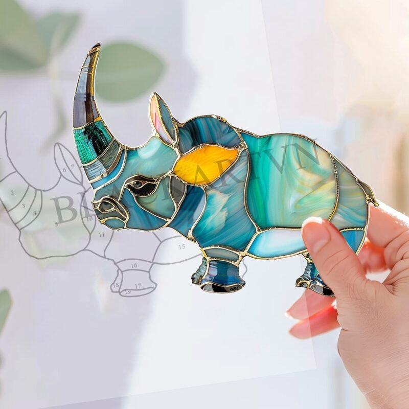 Digital Download Rhino-D02,Stained Glass Pattern,Modern Suncatcher,Diy Stained Glass,Easy art Hobby License Beginner to Intermediate - Image 2