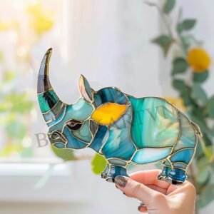 Digital Download Rhino-D02,Stained Glass Pattern,Modern Suncatcher,Diy Stained Glass,Easy art Hobby License Beginner to Intermediate