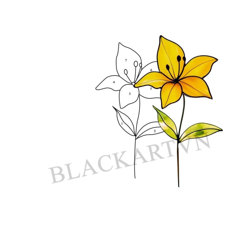 Digital Download lily flower T01 Stained Glass Pattern, Modern Suncatcher, Diy Stained Glass - Image 4