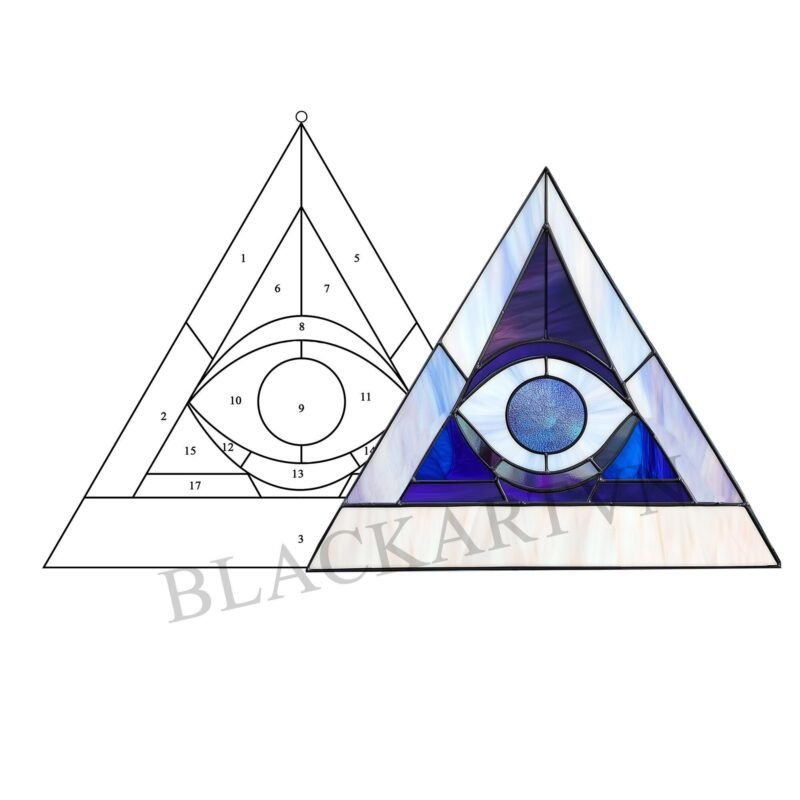 Digital Download Triangle eye geometric  T01, Modern Suncatcher, Diy Stained Glass,Window Hanging Decor.