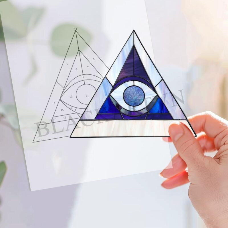 Digital Download Triangle eye geometric  T01, Modern Suncatcher, Diy Stained Glass,Window Hanging Decor. - Image 4