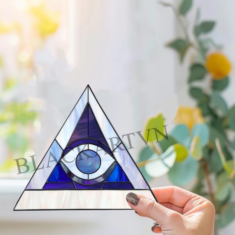 Digital Download Triangle eye geometric  T01, Modern Suncatcher, Diy Stained Glass,Window Hanging Decor. - Image 3