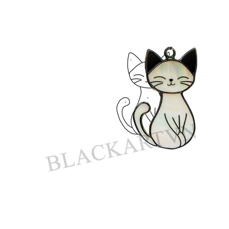 Digital Download Cat ghost T05,  Stained Glass Pattern Modern Suncatcher Diy Easy art Hobby License Beginner to Intermediate stain glass - Image 4