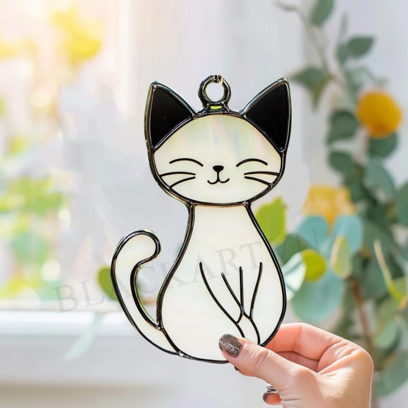 Digital Download Cat ghost T05,  Stained Glass Pattern Modern Suncatcher Diy Easy art Hobby License Beginner to Intermediate stain glass - Image 2