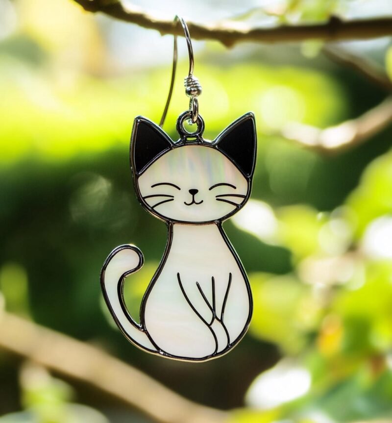 Digital Download Cat ghost T05,  Stained Glass Pattern Modern Suncatcher Diy Easy art Hobby License Beginner to Intermediate stain glass