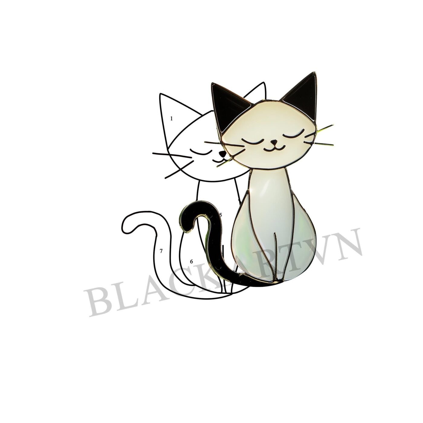 Digital Download Cat ghost T06, Stained Glass Pattern Modern Suncatcher ...