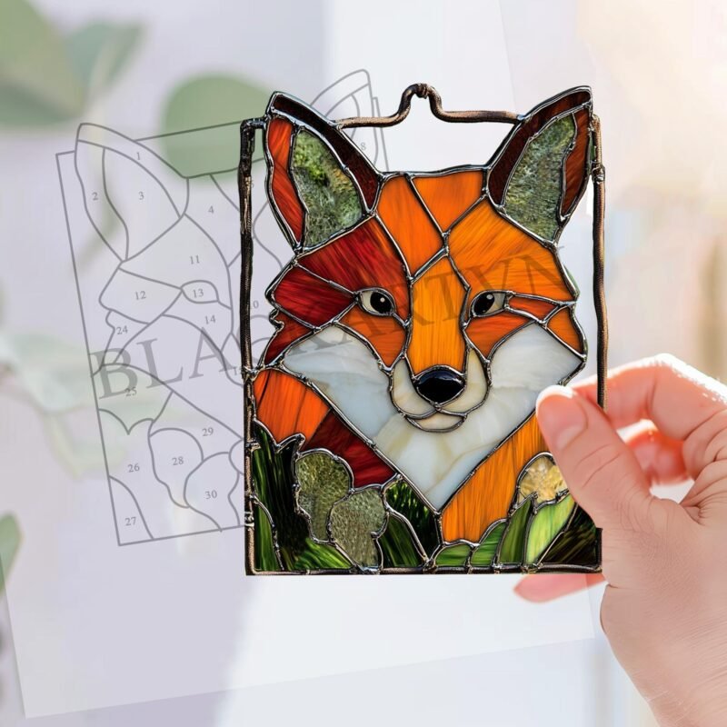 Digital Download Red Fox-D02,Stained Glass Pattern,Modern Suncatcher,Diy Stained Glass,Easy art Hobby License Beginner to Intermediate - Image 3