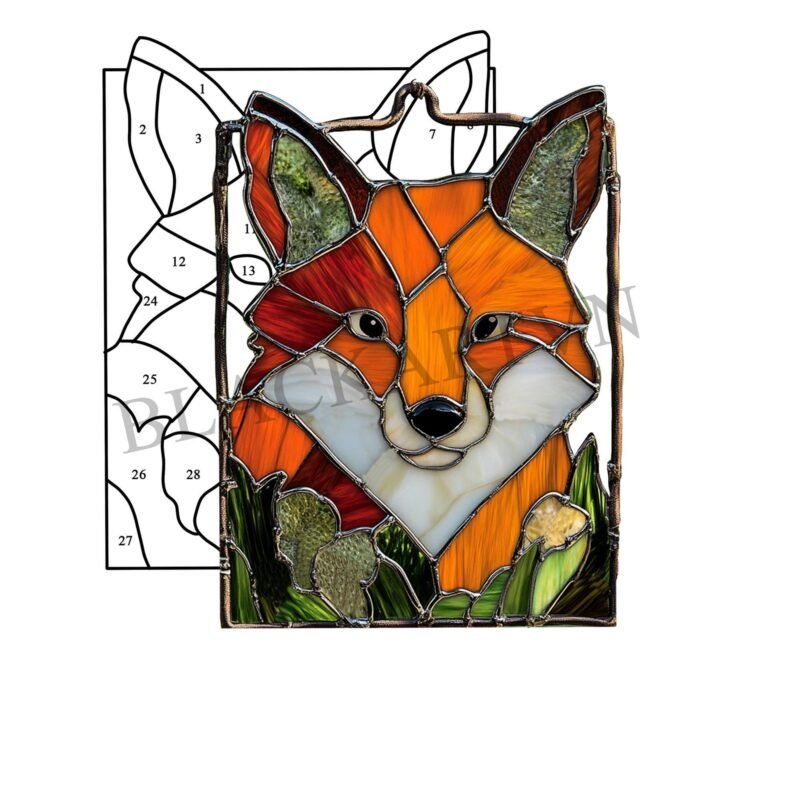 Digital Download Red Fox-D02,Stained Glass Pattern,Modern Suncatcher,Diy Stained Glass,Easy art Hobby License Beginner to Intermediate - Image 4