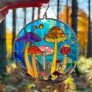 Digital Suncatcher lighthouse Mushroom V01   Home Decor Window Decor Art High End Living Father's Day
