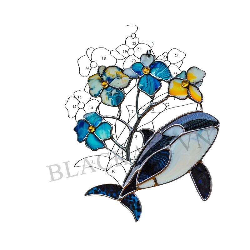 Digital Download Orca V01 Stained Glass Pattern, Modern Suncatcher, Diy Stained Glass - Image 3