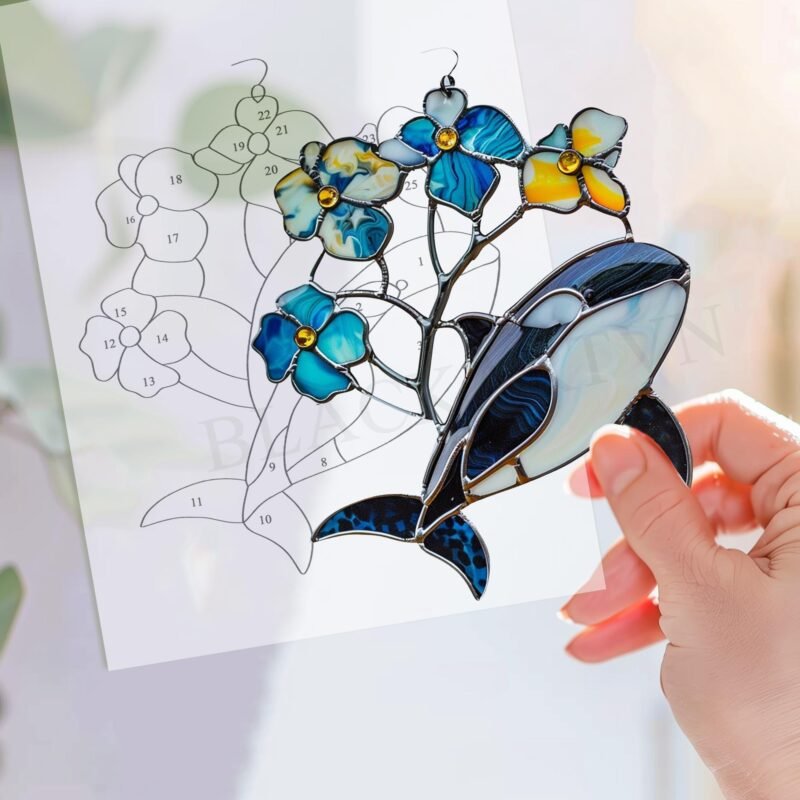 Digital Download Orca V01 Stained Glass Pattern, Modern Suncatcher, Diy Stained Glass - Image 2