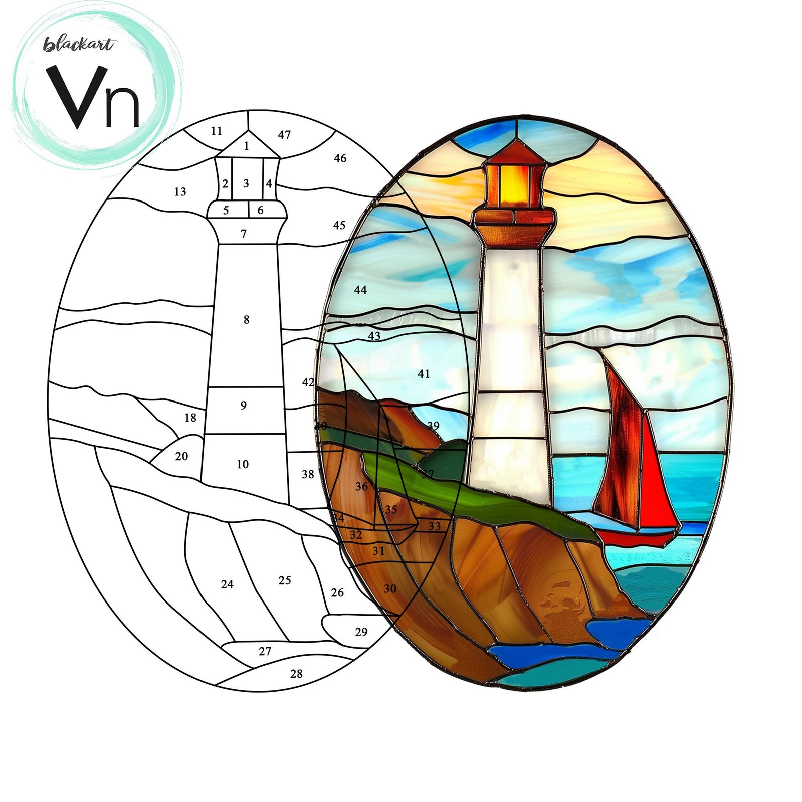 Digital Download Mountain landscape T08,Stained Glass Pattern, Modern Suncatcher, Diy , Stained Glass Windows , Christmas. - Image 2