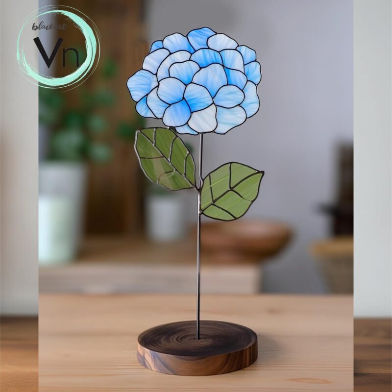 Digital Download Hydrangea Flower T01 Stained Glass Pattern, Modern Suncatcher, Diy Stained Glass