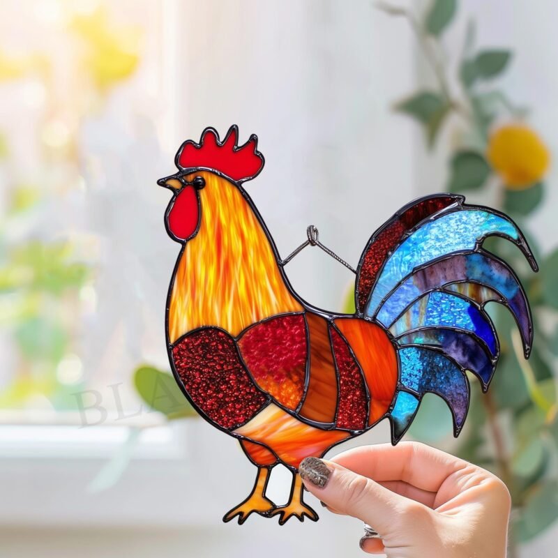 DIGITAL DOWNLOAD pattern  Rooster  T01 Stained Glass Pattern, Modern Suncatcher, Diy Stained Glass,  Beginner - Image 2