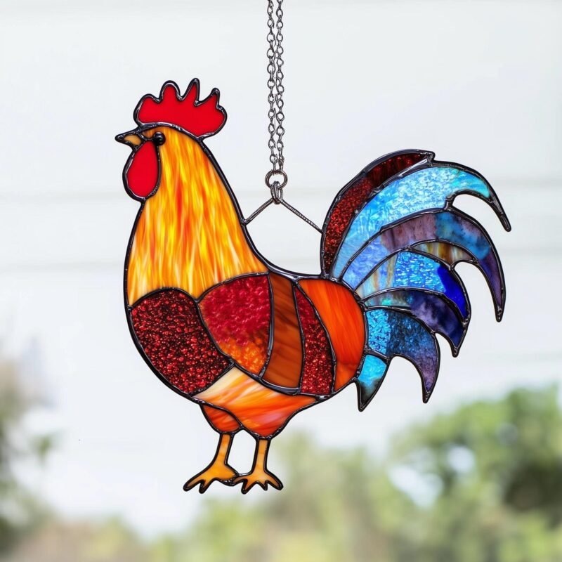 DIGITAL DOWNLOAD pattern  Rooster  T01 Stained Glass Pattern, Modern Suncatcher, Diy Stained Glass,  Beginner